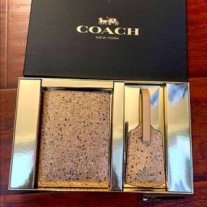 Coach Glitter Travel Set (passport wallet+tag) new